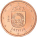 Łotwa, Euro Cent, 2014, MS(64), Miedź platerowana stalą