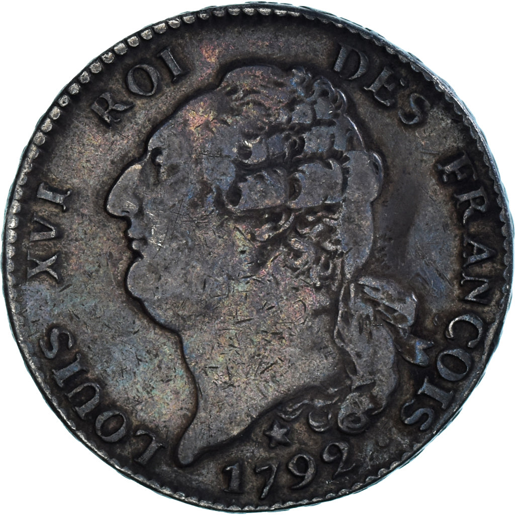 Coin, France, Louis XVI, ECU, 6 Livres, 1792, Marseille, VF(30-35), Silver