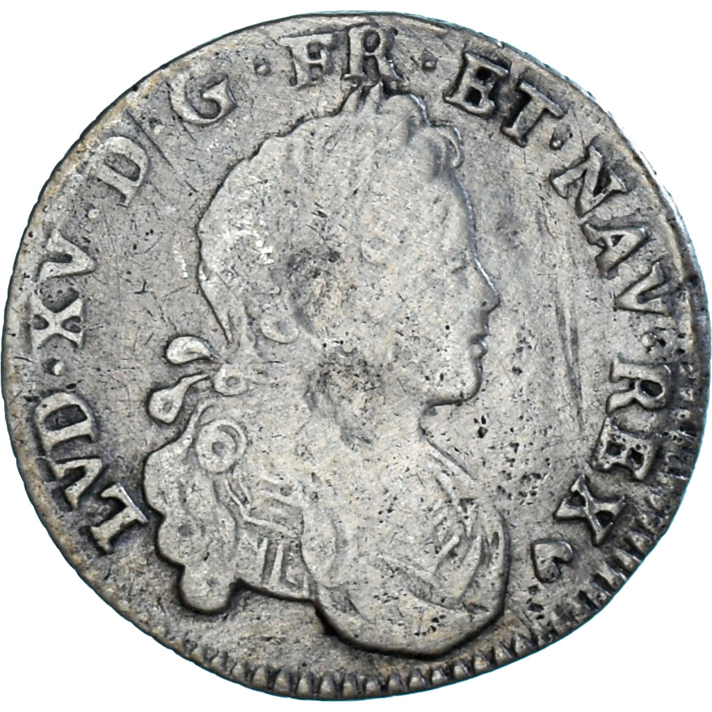 Moneda, Francia, 20 Sols, 1/6 ECU, 1719, Strasbourg, Louis XV, BC+, Plata