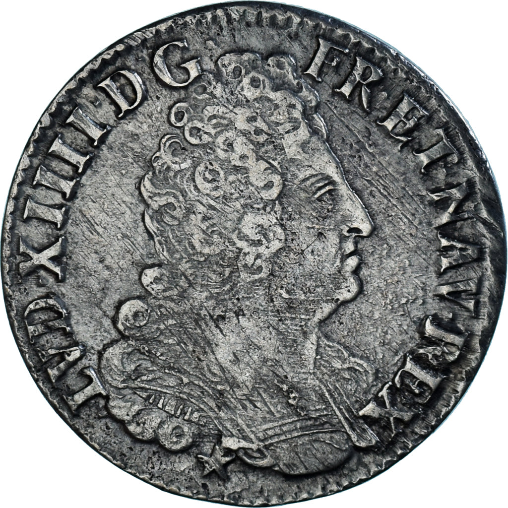 Moeda, França, Louis XIV, 44 Sols de Strasbourg, 1/2 ECU, 44 Sols, 1709
