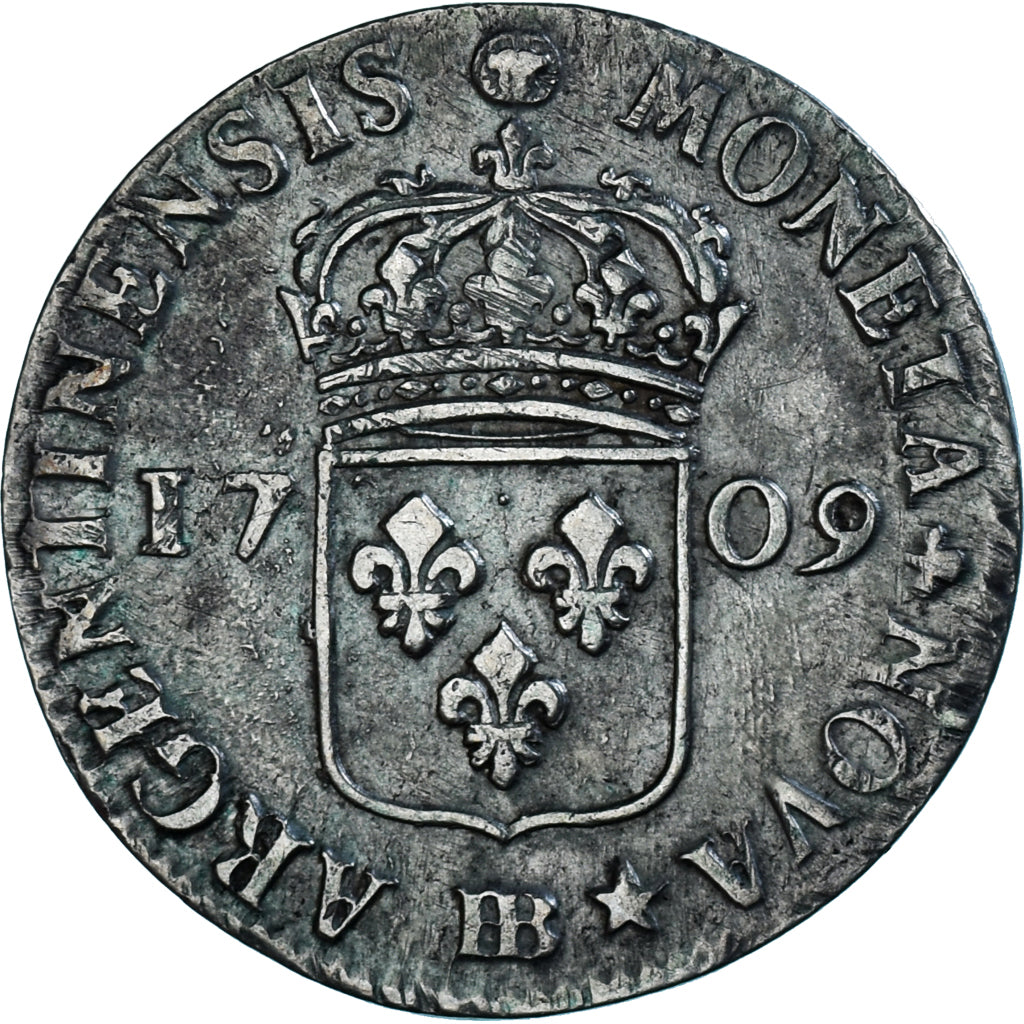 Moeda, França, Louis XIV, 44 Sols de Strasbourg, 1/2 ECU, 44 Sols, 1709