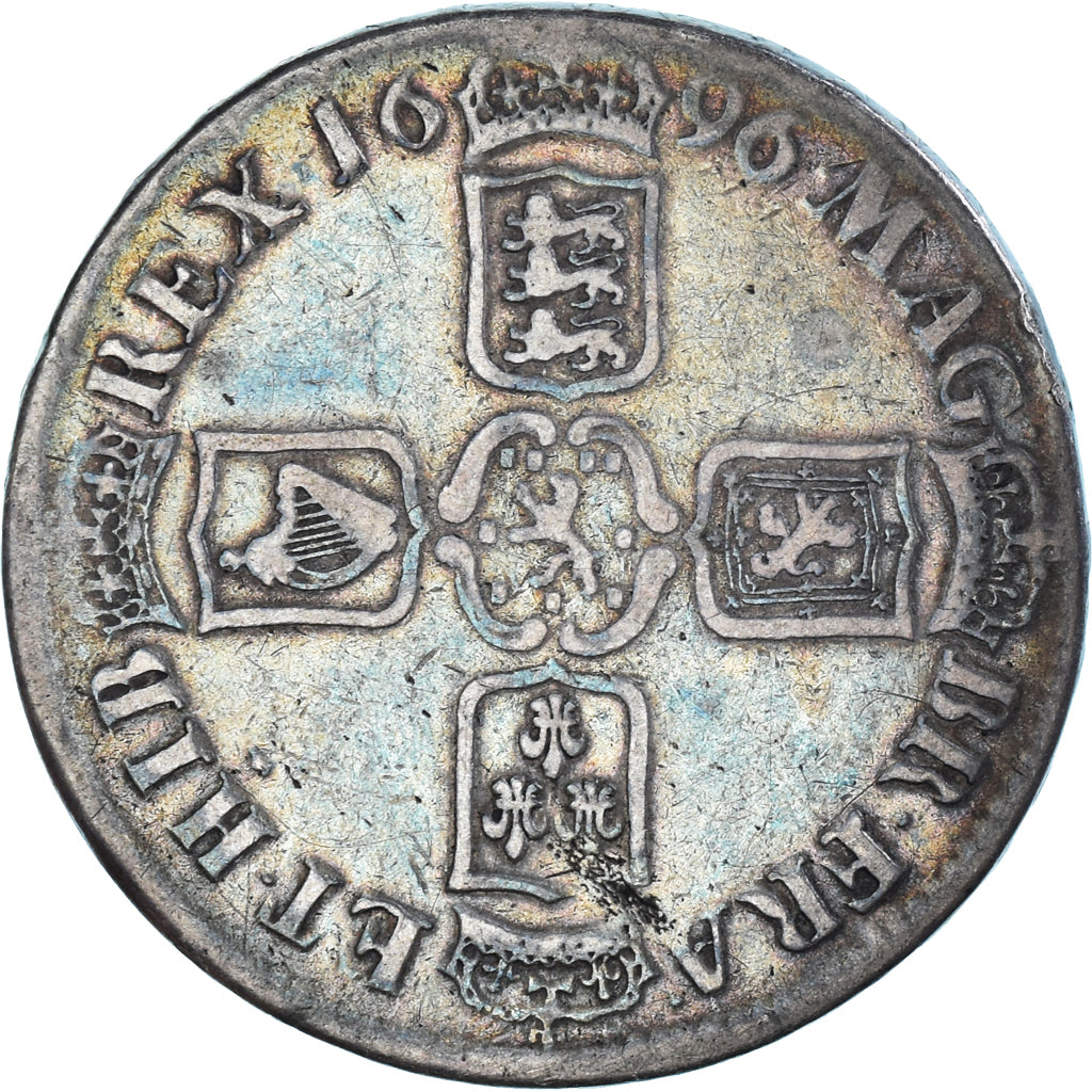 Coin, Great Britain, William III, Crown, 1696, VF(20-25), Silver, KM:486