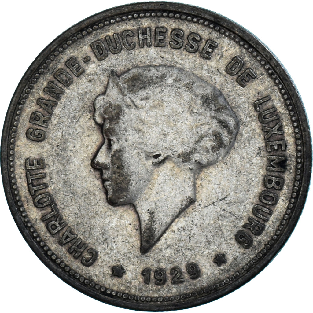 Coin, Luxembourg, Charlotte, 5 Francs, 1929, VF(30-35), Silver, KM:38