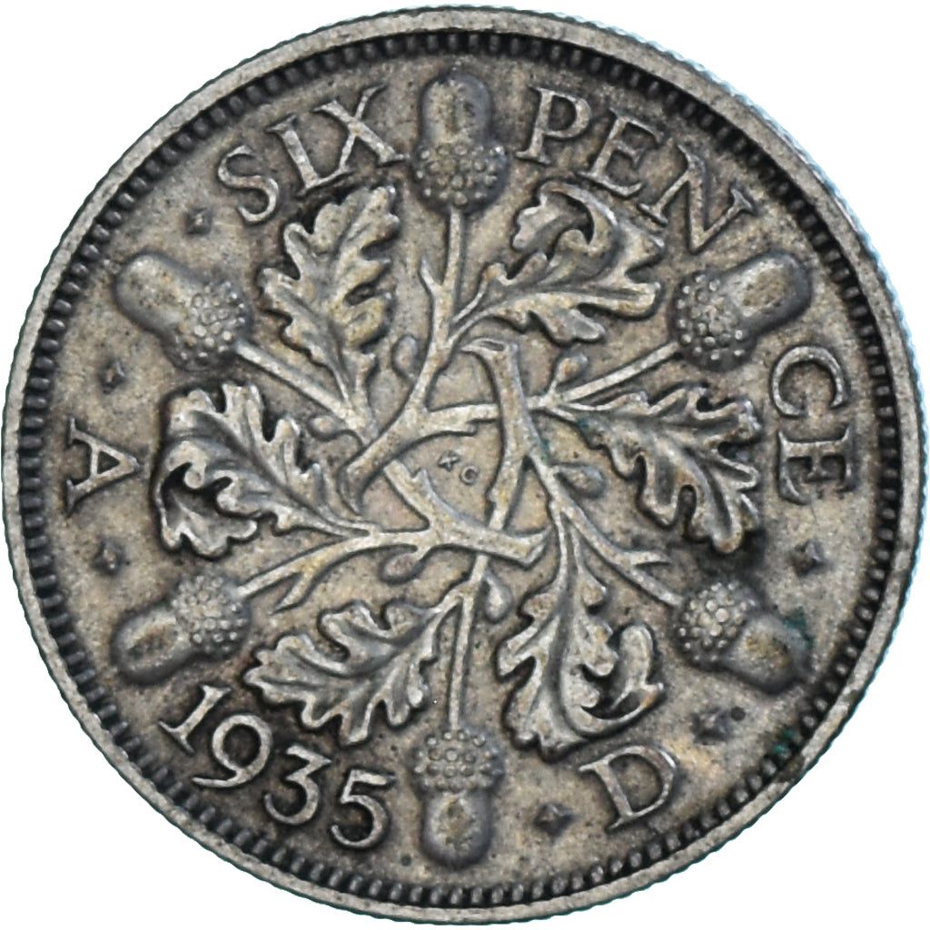 Coin, Great Britain, George V, 6 Pence, 1935, VF(30-35), Silver, KM:832