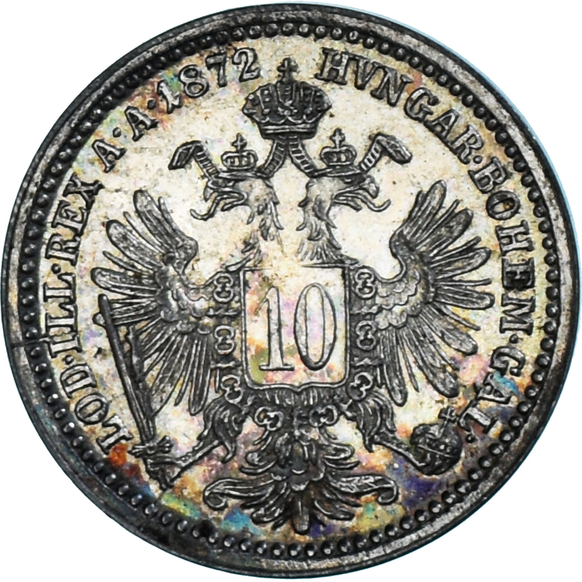Coin, Austria, Franz Joseph I, 10 Kreuzer, 1872, Vienne, AU(55-58), Silver