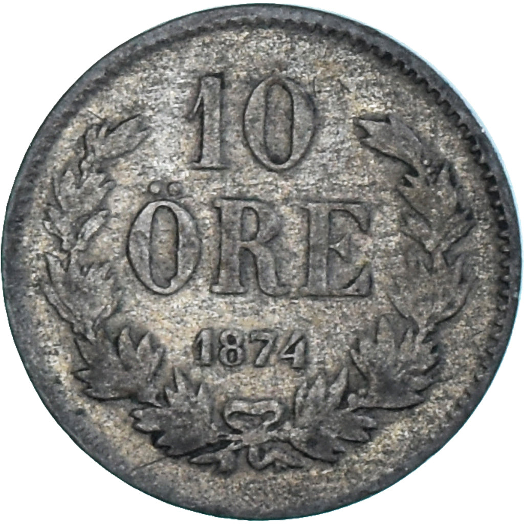 Coin, Sweden, Oscar II, 10 Öre, 1874, VF(30-35), Silver, KM:737