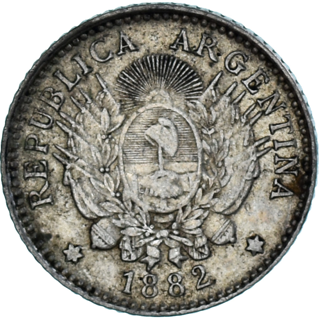 Coin, Argentina, 10 Centavos, 1882, EF(40-45), Silver, KM:26