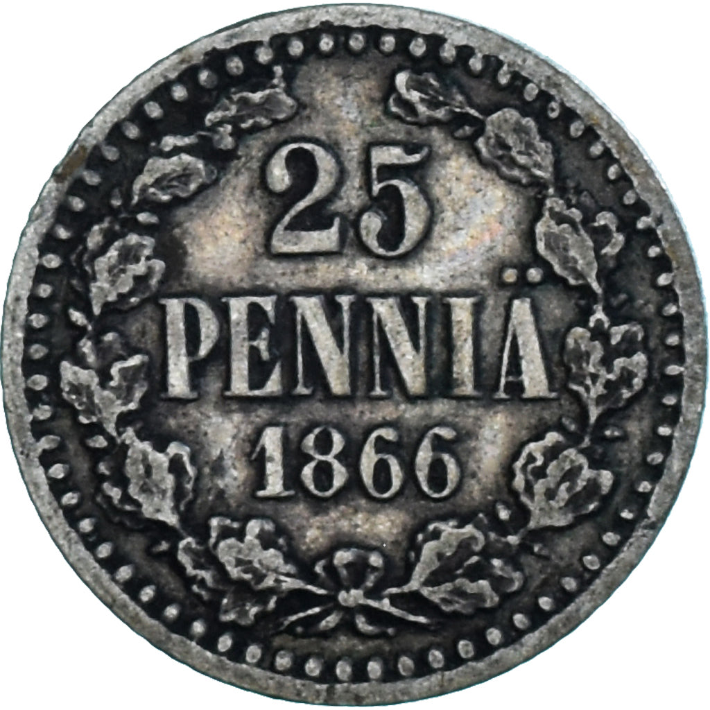 Coin, Finland, Alexander II, 25 Penniä, 1866, EF(40-45), Silver, KM:6.1