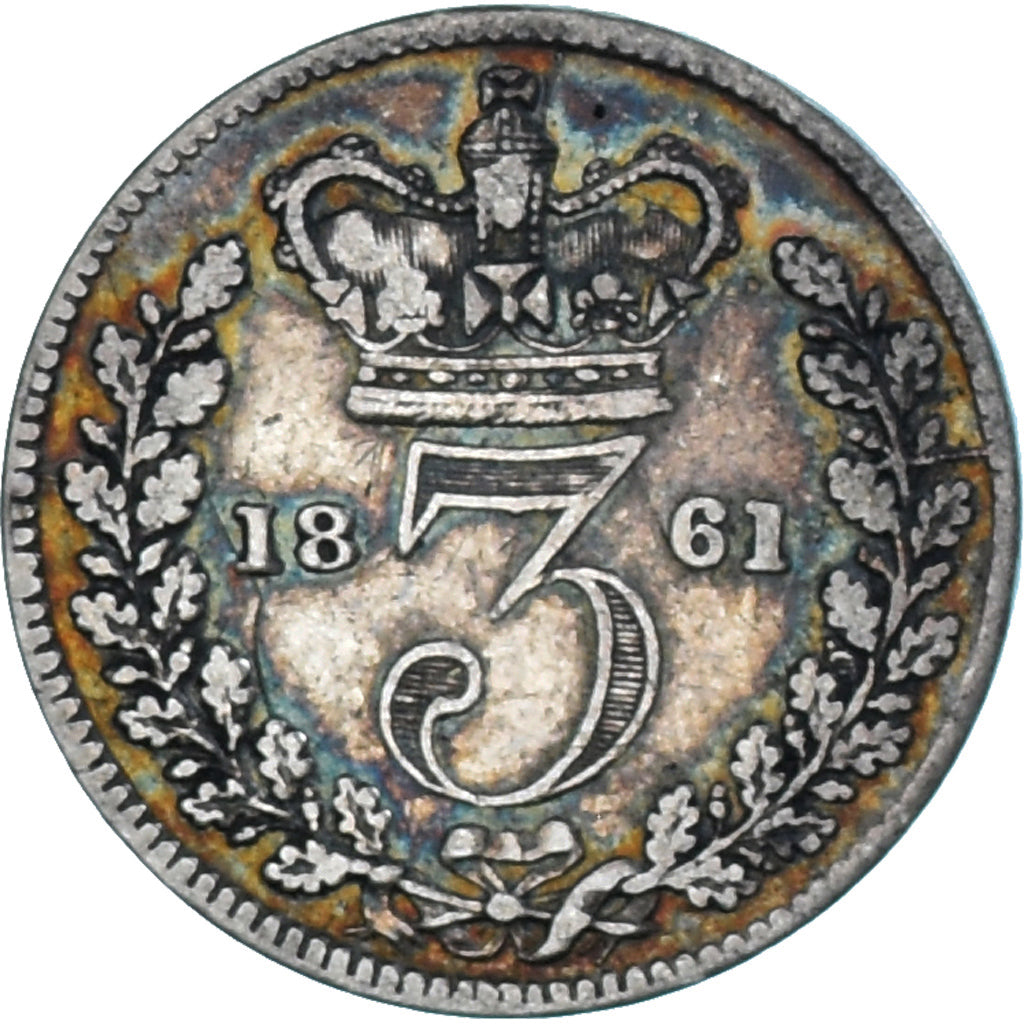 Moneta, Gran Bretagna, Victoria, 3 Pence, 1861, MB, Argento, KM:730