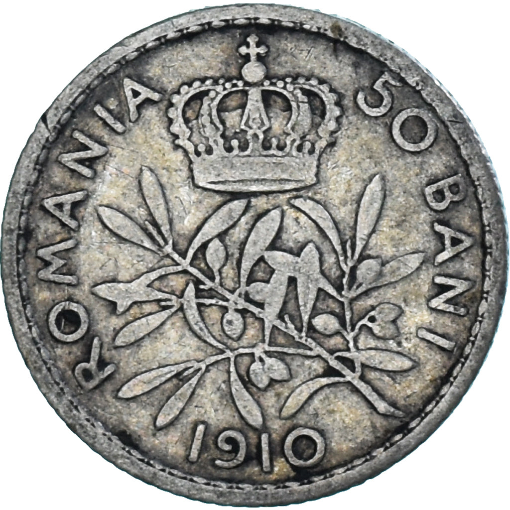 Moneta, Romania, Carol I, 50 Bani, 1910, MB, Argento, KM:41