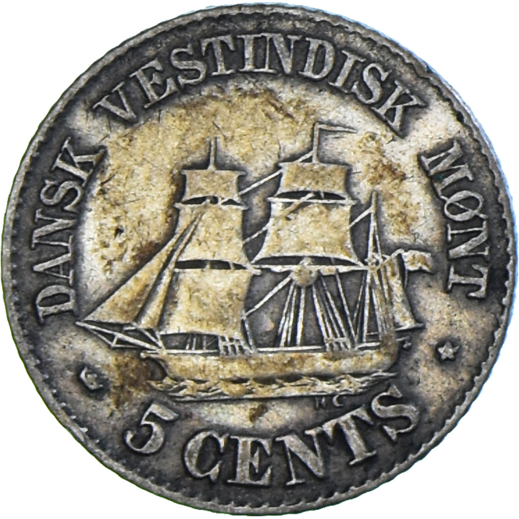 Coin, Danish West Indies, Frederik VII, 5 Cents, 1859, Copenhagen, VF(20-25)