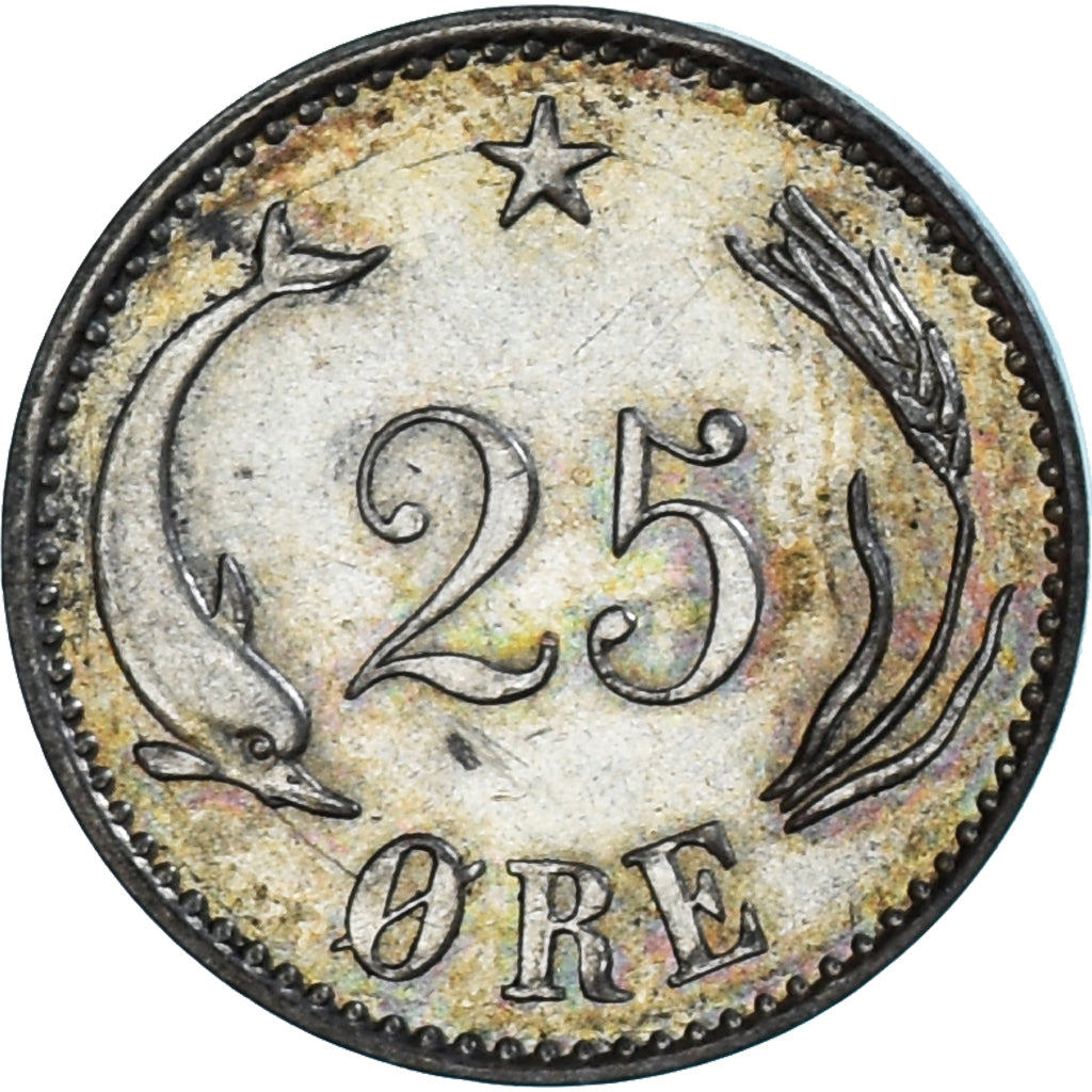 Moneta, Danimarca, Christian IX, 25 Öre, 1891, Copenhagen, SPL-, Argento