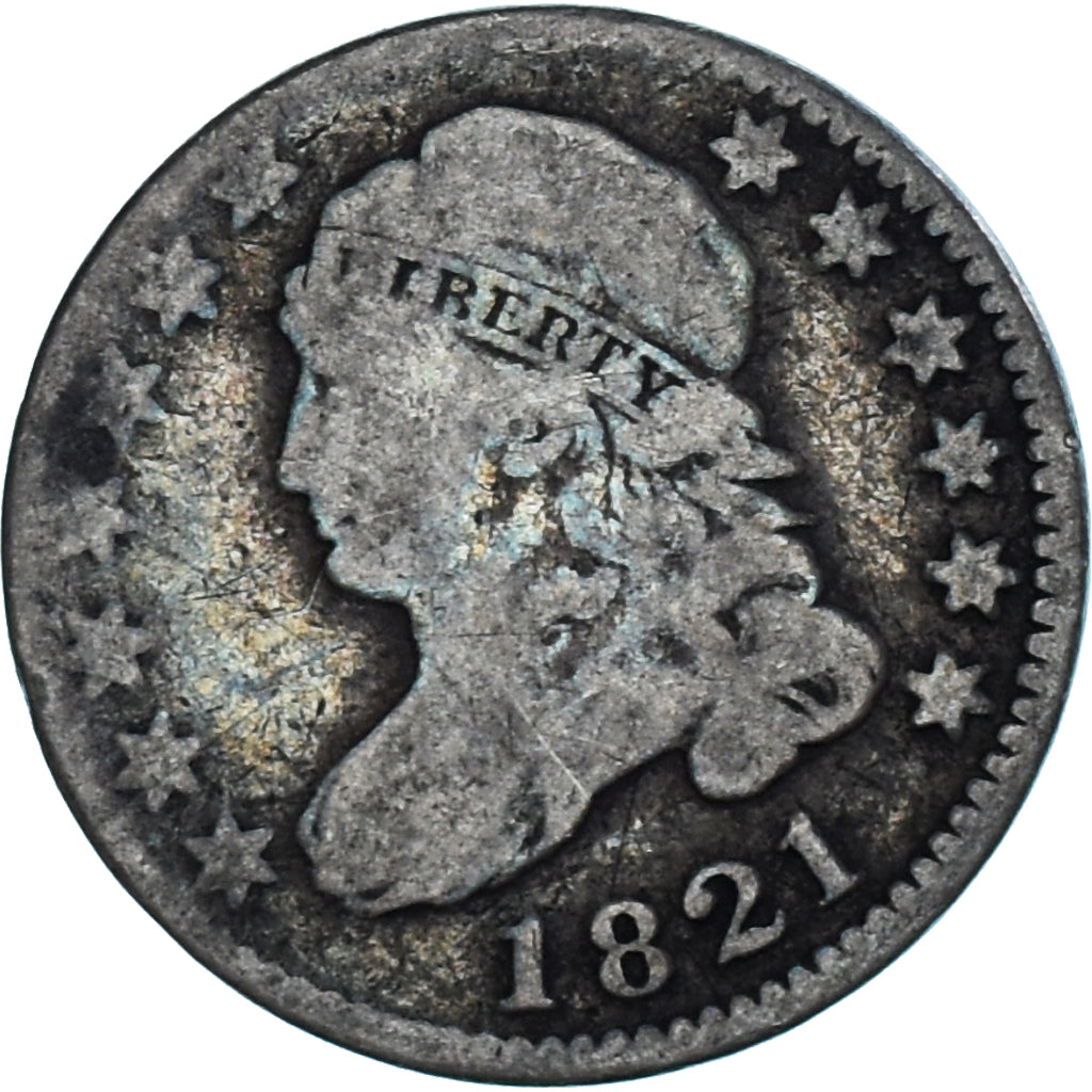 Coin, United States, Liberty Cap Dime, Dime, 1821, Philadelphia, VF(20-25)