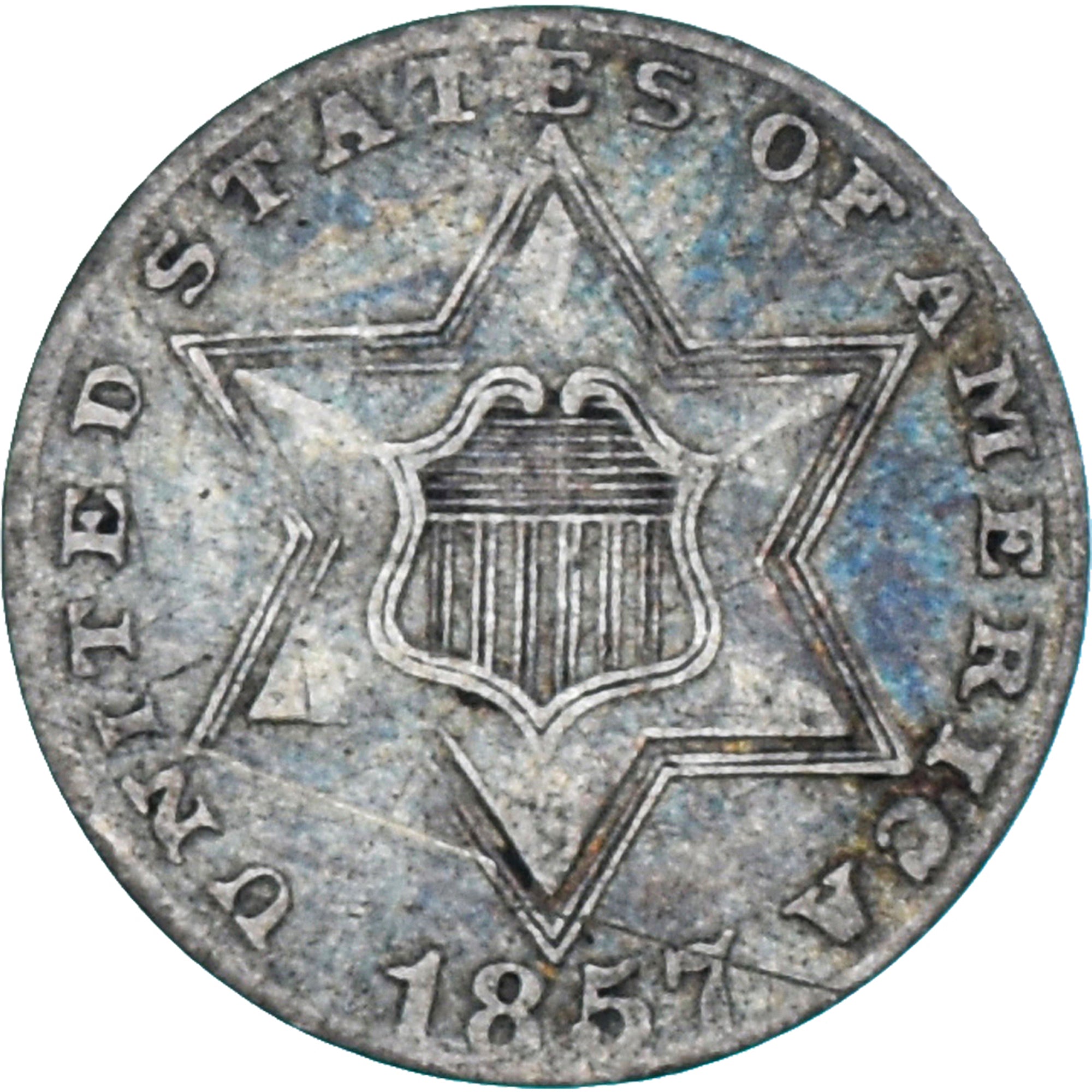 Coin, United States, Silver 3 Cents - Type 2, Silver 3 Cents, 1857, U.S. Mint