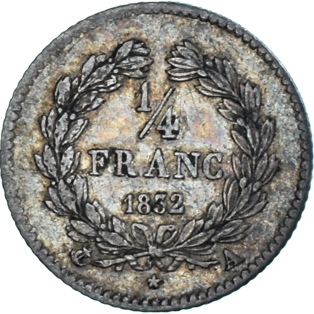 Coin, France, Louis-Philippe, 1/4 Franc, 1832, Paris, AU(50-53), Silver
