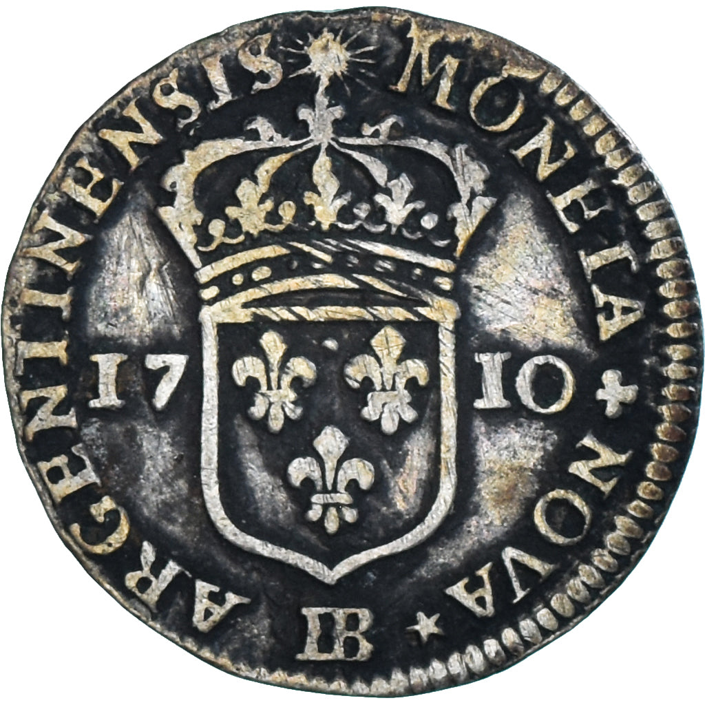 Moneda, Francia, Louis XIV, 11 Sols de Strasbourg, 10 Sols-1/8 Ecu, 1710