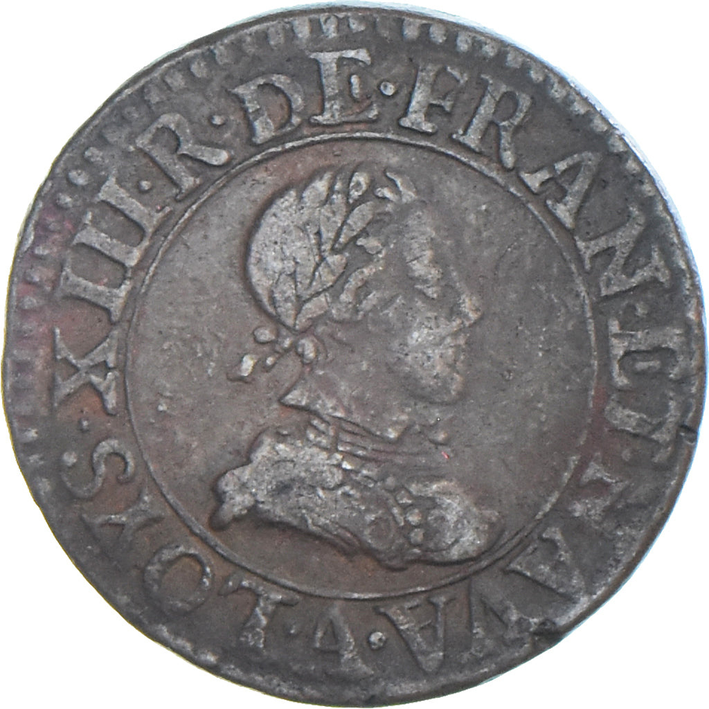 Munten, Frankrijk, Louis XIII, Double Tournois, 1613, Paris, ZF, Koper, CGKL:386