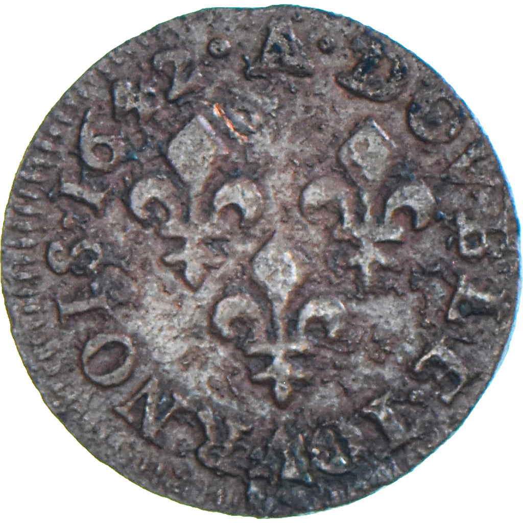 Coin, France, Louis XIII, Double tournois de Warin, tête à gauche, Double