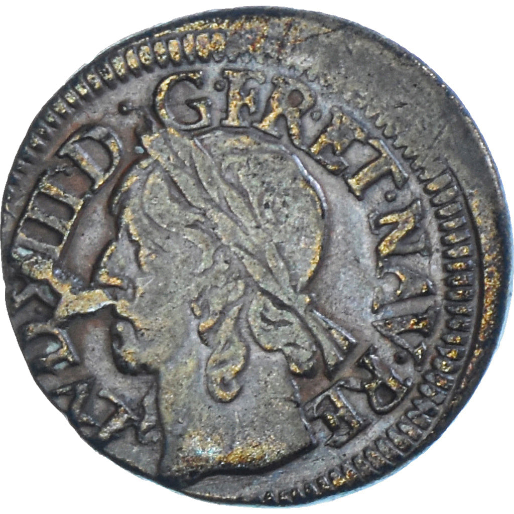 Coin, France, Louis XIII, Double tournois de Warin, tête à gauche, Double
