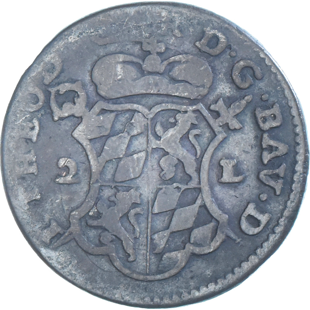 Munten, LUIK, John Theodore, 2 Liards, 1751, Liege, FR+, Koper, KM:158