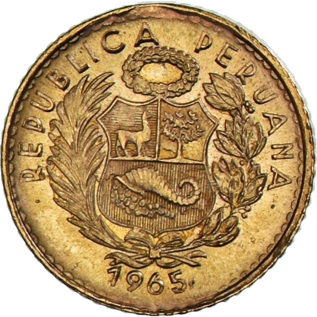 Coin, Peru, 5 Soles, 1965, Lima, MS(63), Gold, KM:235