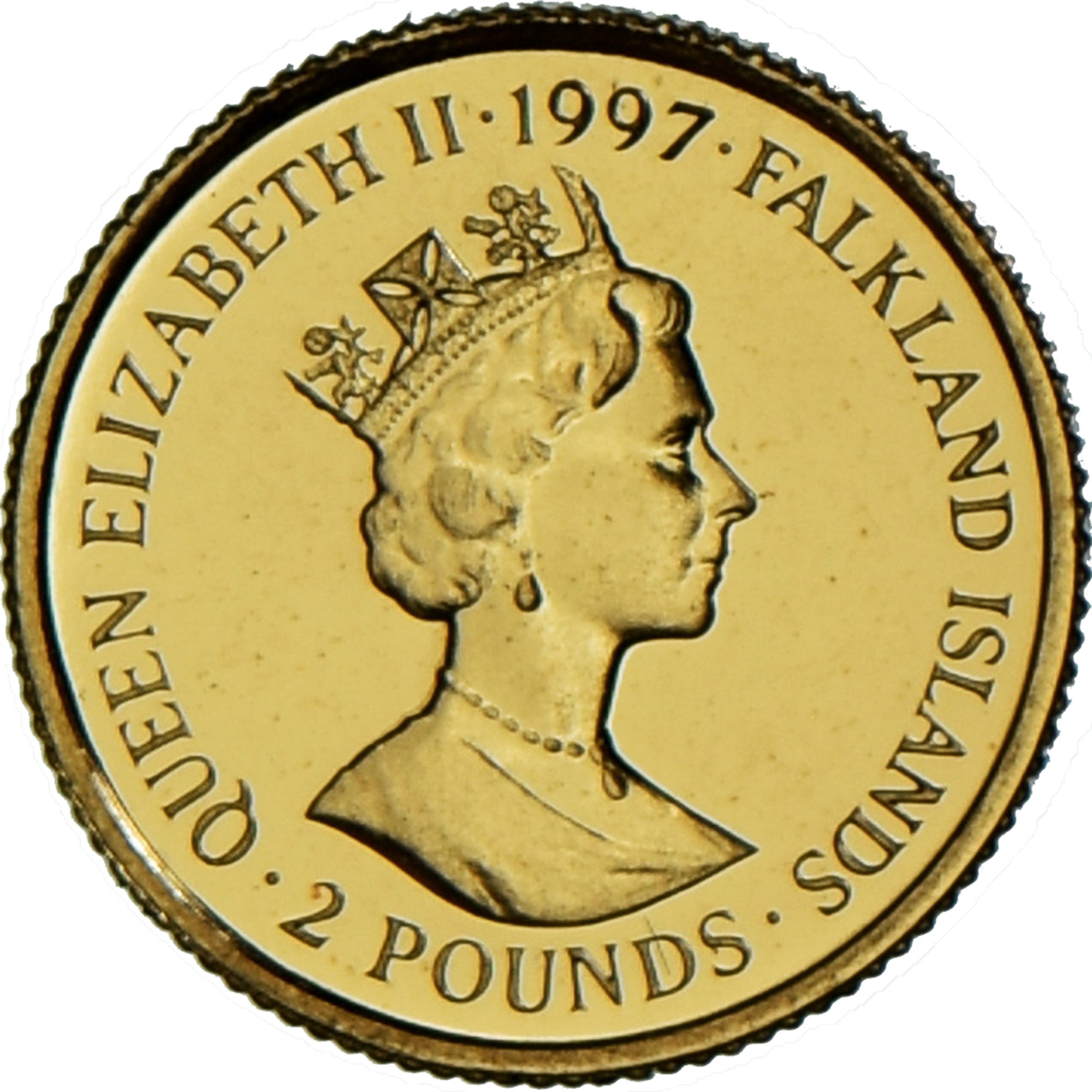 Moeda, Ilhas Falkland, Elizabeth II, 2 Pounds, 1997, British Royal Mint, MS(63)