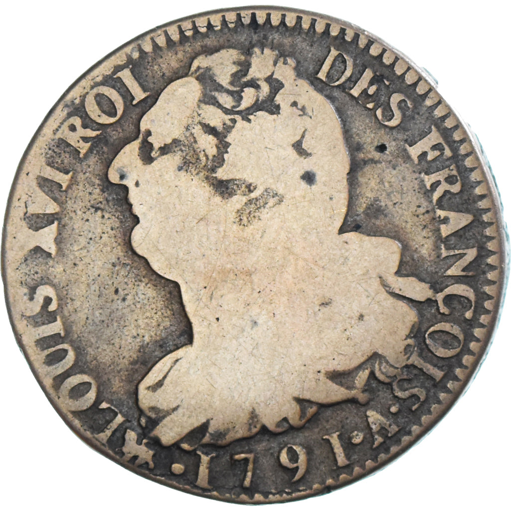Moneta, Francja, 2 sols françois, 2 Sols, 1791, Paris, VF(20-25), Brązowy