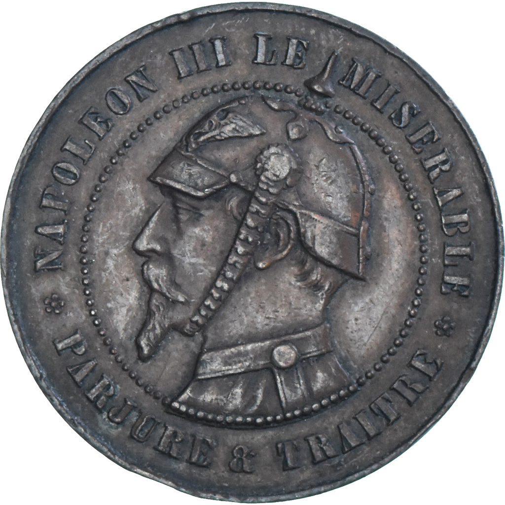 Coin, France, Napoleon III, 10 Centimes, 1871, Satirique, EF(40-45), Copper