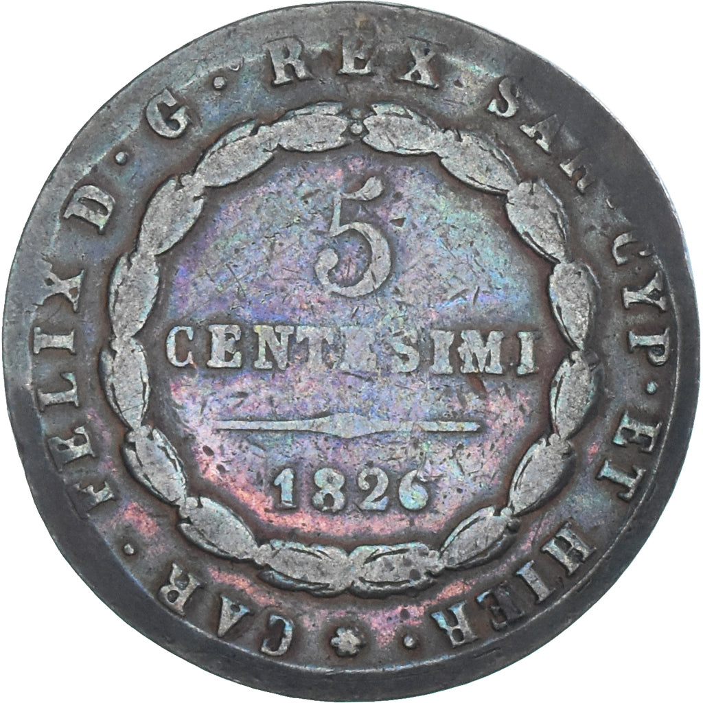 Coin, ITALIAN STATES, SARDINIA, Carlo Felice, 5 Centesimi, 1826, Torino