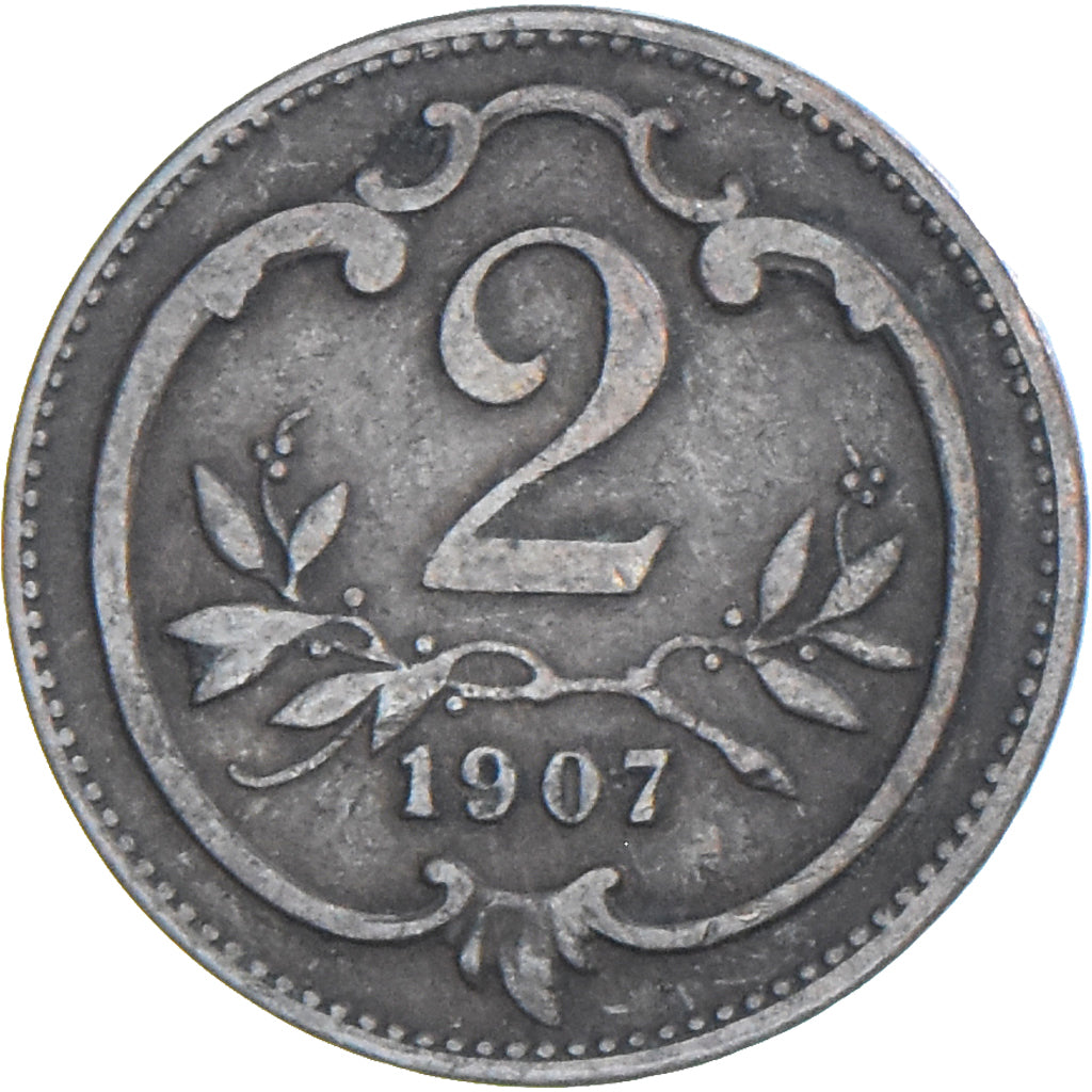 Munten, Oostenrijk, Franz Joseph I, 2 Heller, 1907, FR+, Bronzen, KM:2801