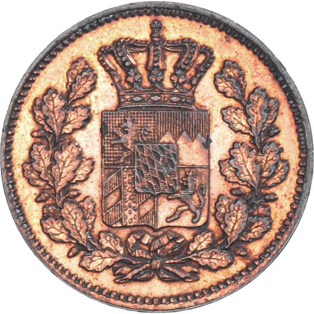 Monnaie, Etats allemands, BAVARIA, Ludwig II, 2 Pfennig, 1864, TTB, Cuivre