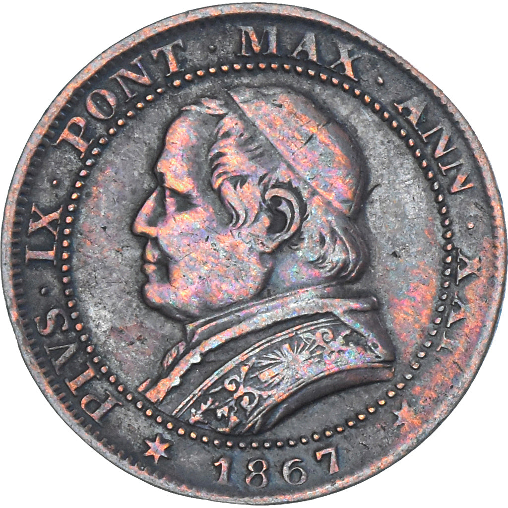 Moneta, STATI ITALIANI, Pius IX, Soldo, 1867, Roma, MB+, Rame