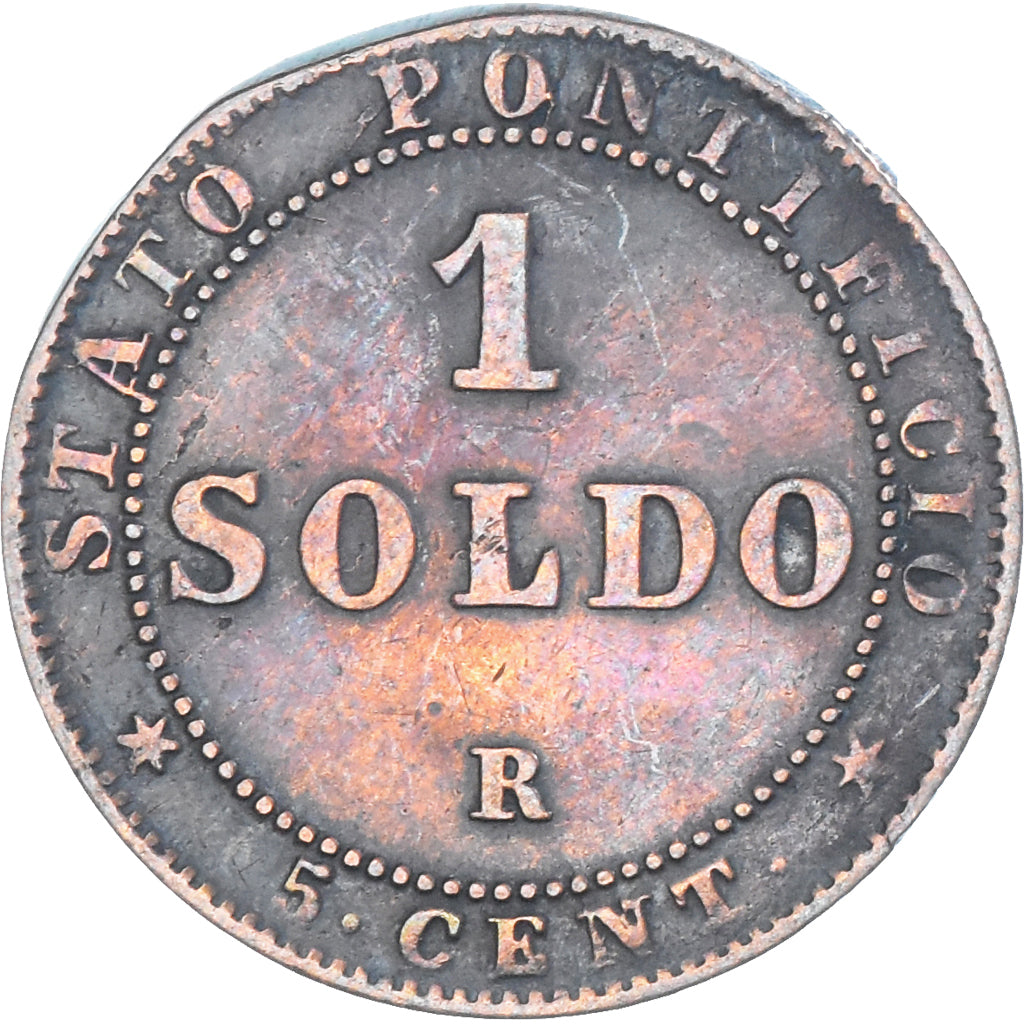 Moneta, STATI ITALIANI, Pius IX, Soldo, 1867, Roma, MB+, Rame