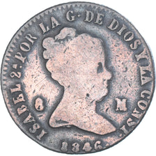 Moneda, España, Isabel II, 8 Maravedis, 1846, Segovia, BC+, Cobre, KM:531.3