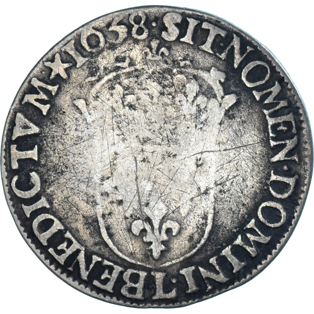 Moneda, Francia, Louis XIV, 1/2 Écu à la mèche longue, 1/2 Ecu, 1658