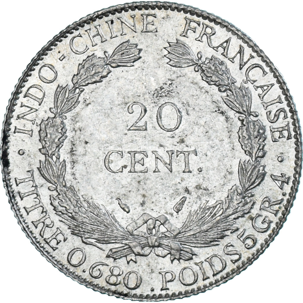 Münze, FRENCH INDO-CHINA, 20 Cents, 1937, Paris, VZ, Silber, KM:17.2