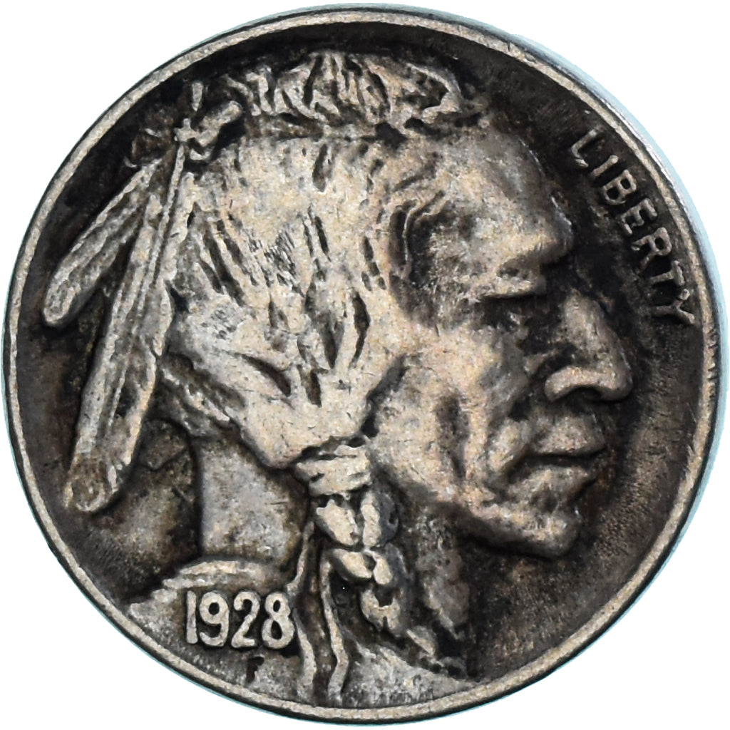 Moneda, Estados Unidos, Buffalo Nickel, 5 Cents, 1928, Philadelphia, BC+, Cobre