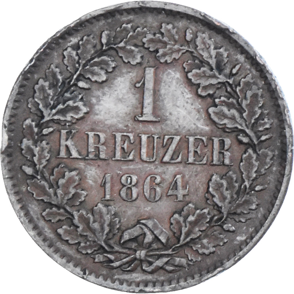 Coin, German States, BADEN, Friedrich I, Kreuzer, 1864, VF(30-35), Copper