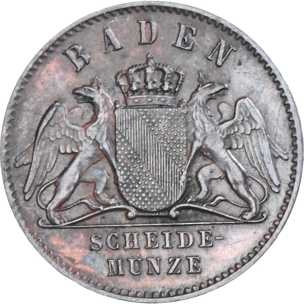 Coin, German States, BADEN, Friedrich I, Kreuzer, 1867, AU(50-53), Copper