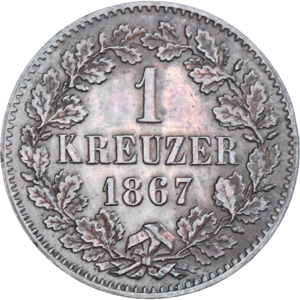 Coin, German States, BADEN, Friedrich I, Kreuzer, 1867, AU(50-53), Copper