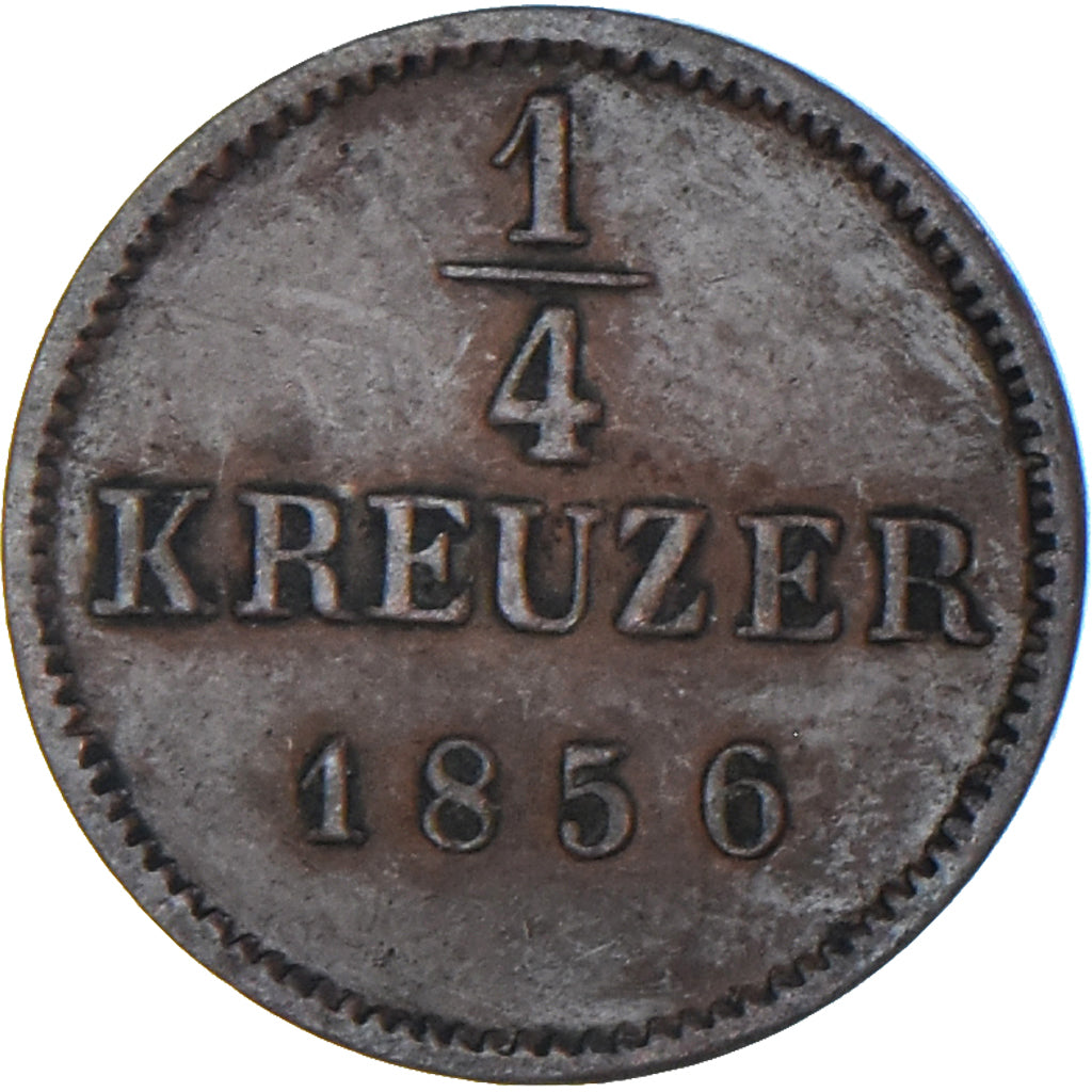 Moneta, Stati tedeschi, WURTTEMBERG, Wilhelm I, 1/4 Kreuzer, 1856, BB, Rame