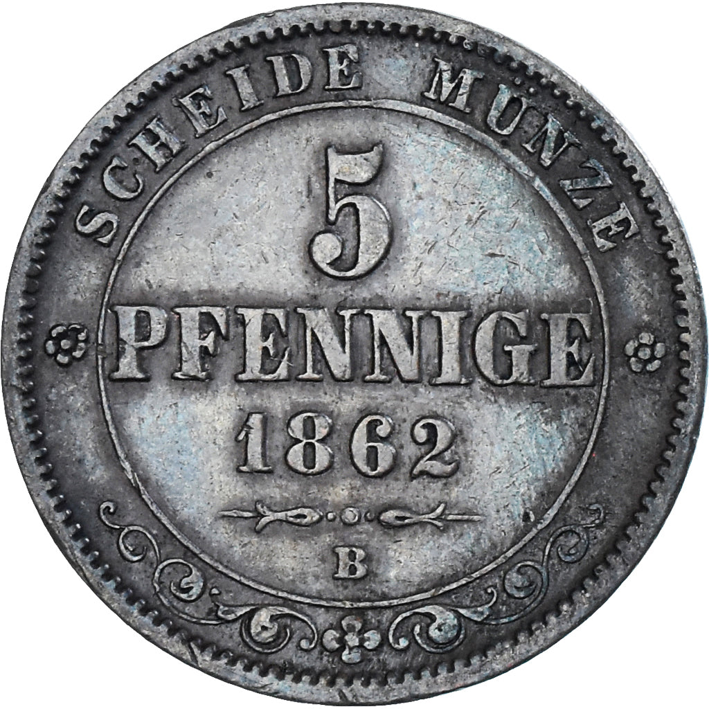 Monnaie, Etats allemands, SAXONY-ALBERTINE, Johann, 5 Pfennig, 1862, Dresde