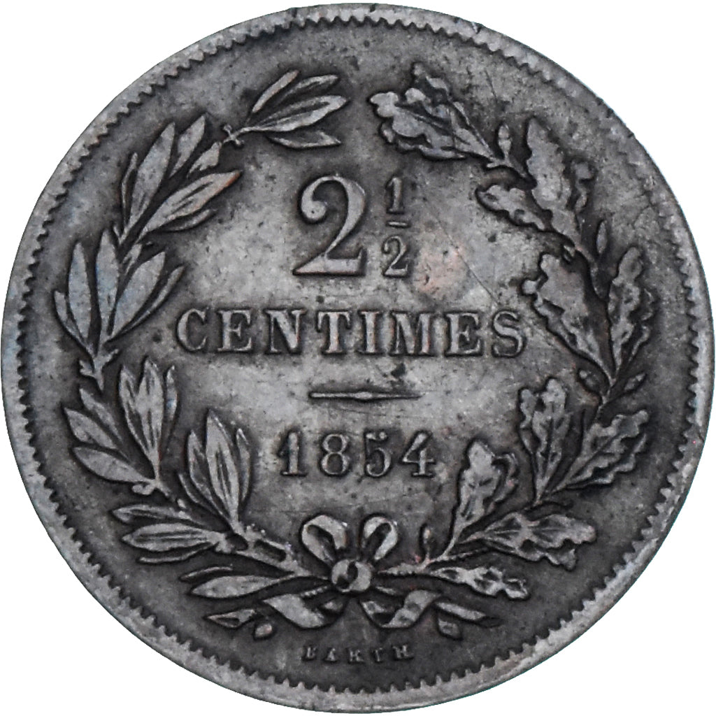 Coin, Luxembourg, William III, 2-1/2 Centimes, 1854, Utrecht, VF(30-35), Bronze