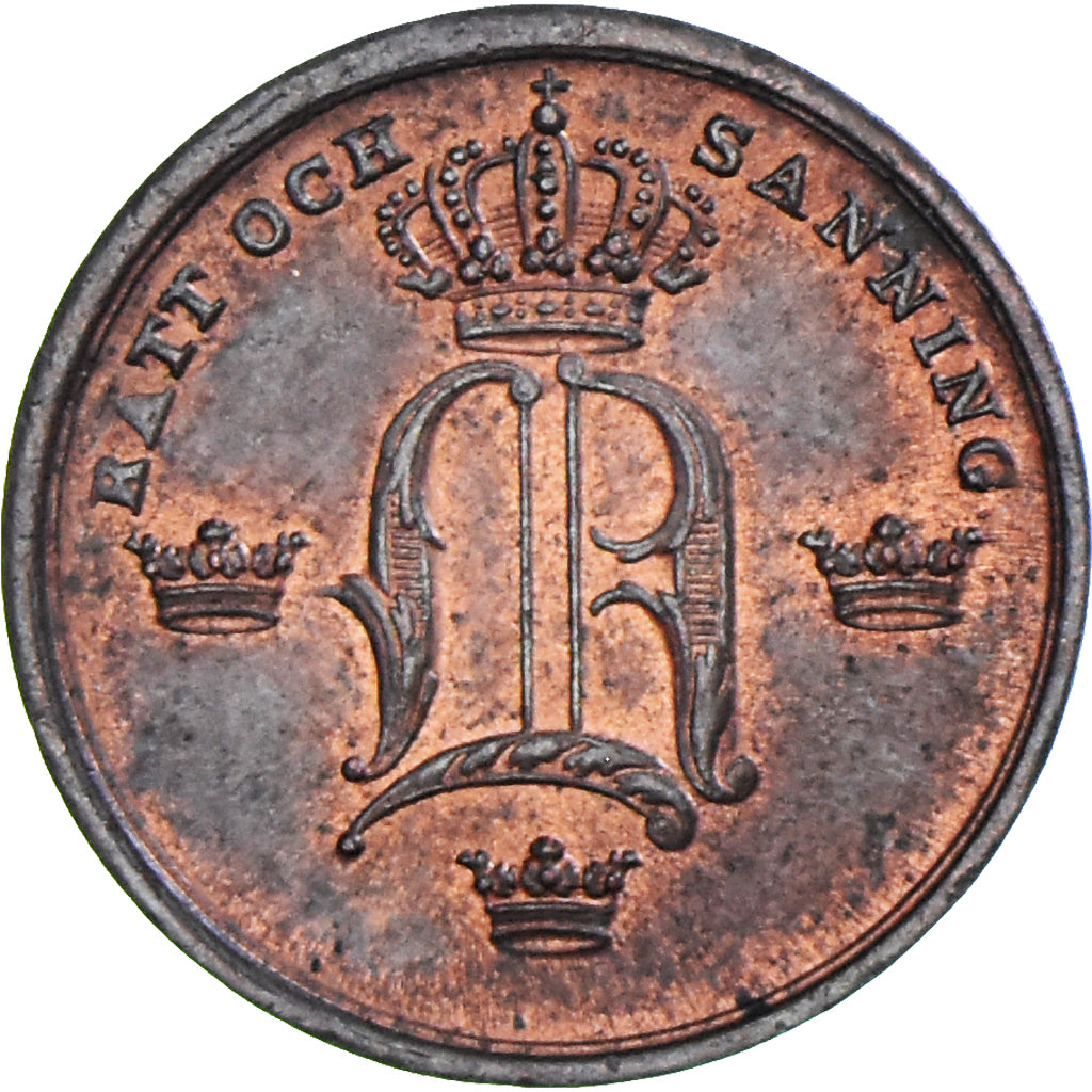 Moneta, Svezia, Oscar I, 1/3 Skilling, 1850, BB+, Rame, KM:657
