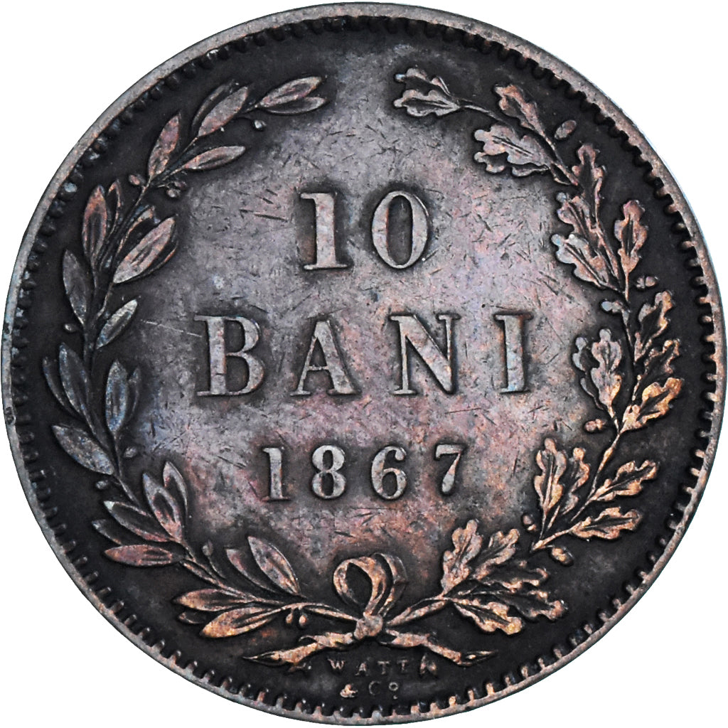 Coin, Romania, Carol I, 10 Bani, 1867, EF(40-45), Copper, KM:4.2