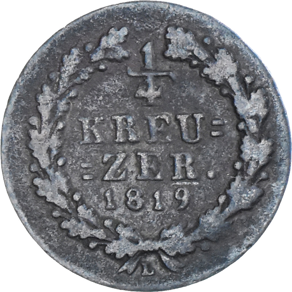 Coin, German States, NASSAU, Wilhelm, 1/4 Kreuzer, 1819, Usingen, VF(30-35)
