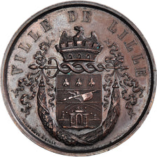 France, Médaille, Fête Communale de la Ville de Lille, 1855, TTB+, Cuivre