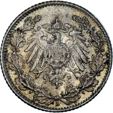 Coin, GERMANY - EMPIRE, 1/2 Mark, 1916, Munich, AU(55-58), Silver, KM:17