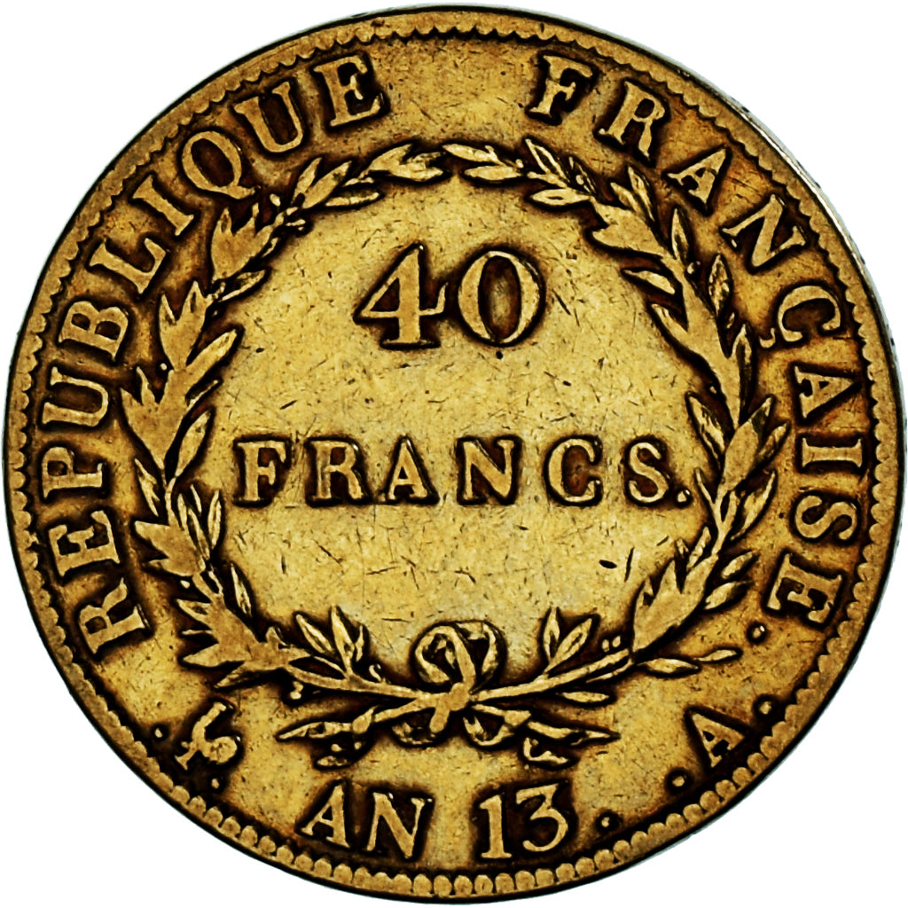 Münze, Frankreich, Napoléon I, 40 Francs, AN 13, Paris, S, Gold, KM:664.1