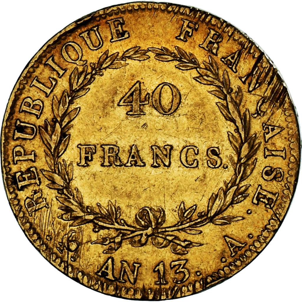 Moneta, Francja, Napoléon I, 40 Francs, AN 13, Paris, EF(40-45), Złoto